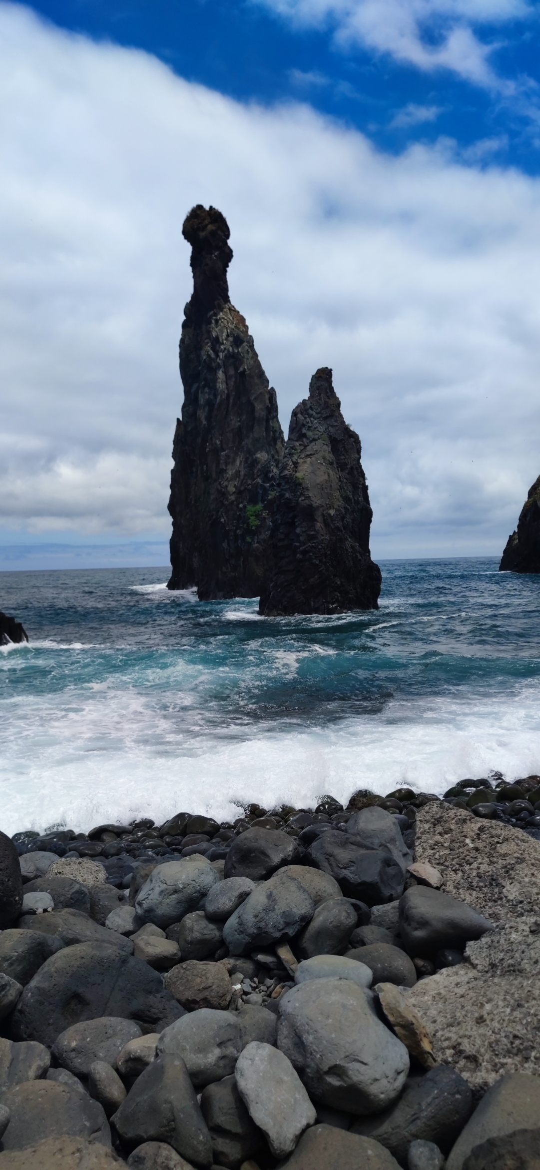 Tall volcanic rocks at the Madeira coast